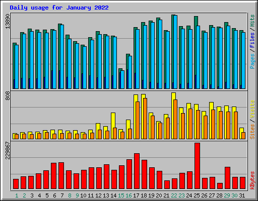 Daily usage for January 2022