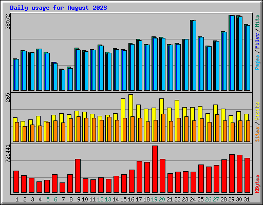 Daily usage for August 2023